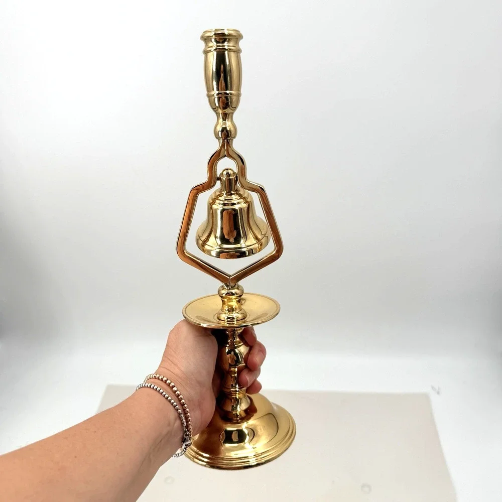 Vintage Baldwin Solid Polished Brass Tavern Bell Taper Candlestick Holder